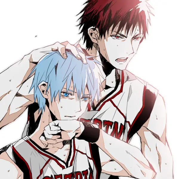 Gambar Kuroko Tetsuya dan Kagami Taiga sedang bermain basket