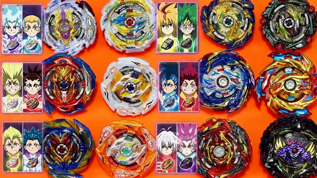 Gambar berbagai macam parts Beyblade Burst Sparking yang bisa dikustomisasi