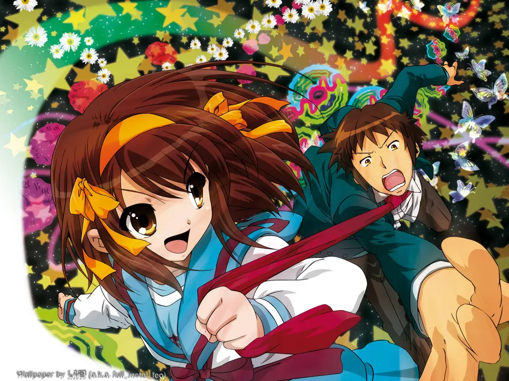 Gambar Kyon dan Haruhi Suzumiya