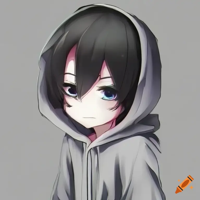 Gambar laki-laki anime yang mengenakan hoodie