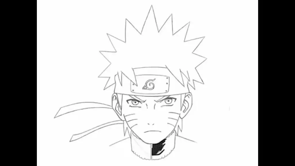 Sketsa kepala Naruto yang sederhana