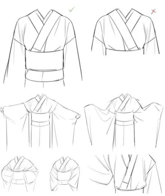 Tutorial menggambar kimono anime