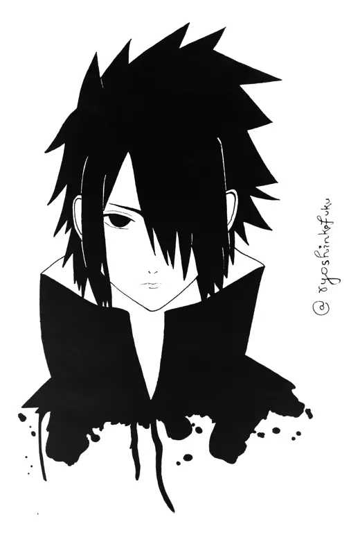 Sketsa wajah Sasuke Uchiha