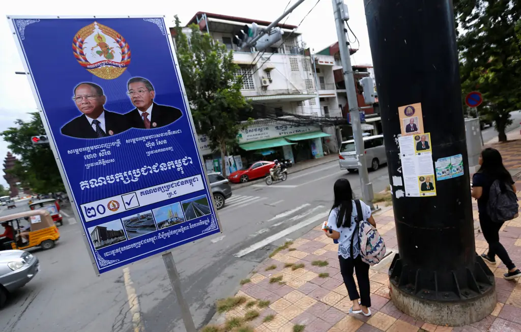 Foto yang menggambarkan lanskap politik Kamboja tahun 2019