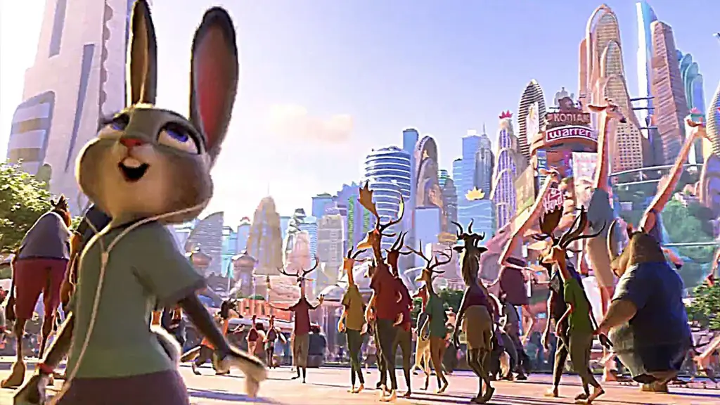 Gambar latar kota Zootopia bergaya anime