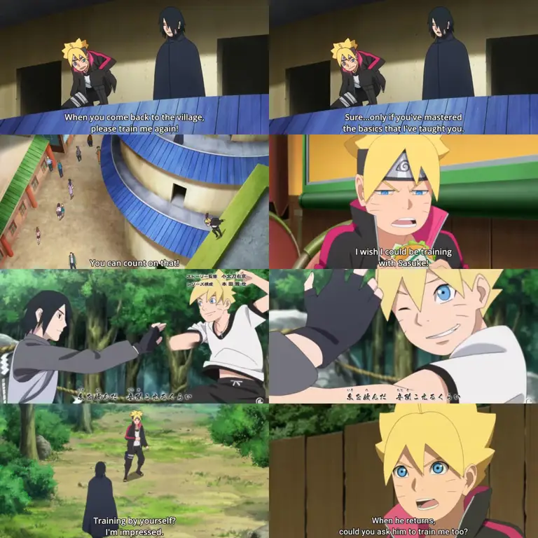 Gambar Boruto berlatih dengan keras