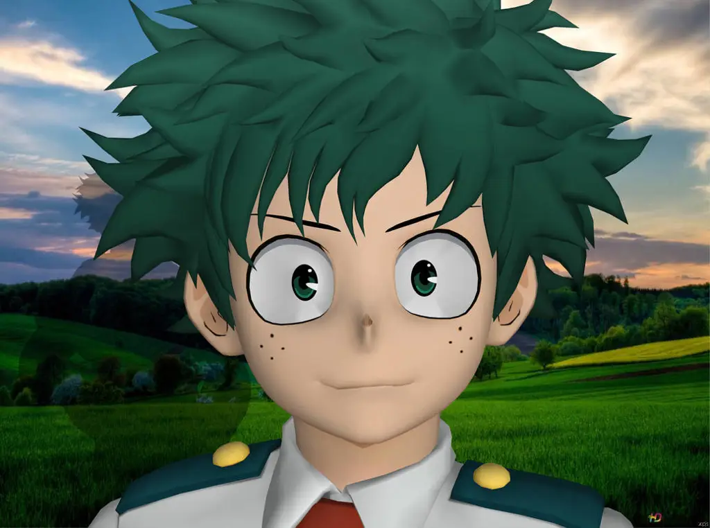 Gambar Izuku Midoriya berlatih keras untuk menguasai kekuatannya