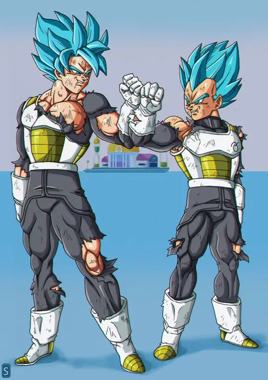 Latihan Keras Goku dan Vegeta Gambar Goku dan Vegeta berlatih dengan giat untuk menghadapi musuh yang kuat.