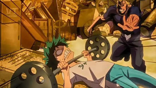 Gambar Izuku Midoriya berlatih keras