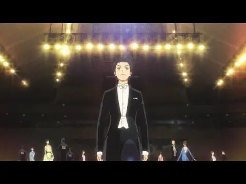 Karakter anime berlatih dansa ballroom