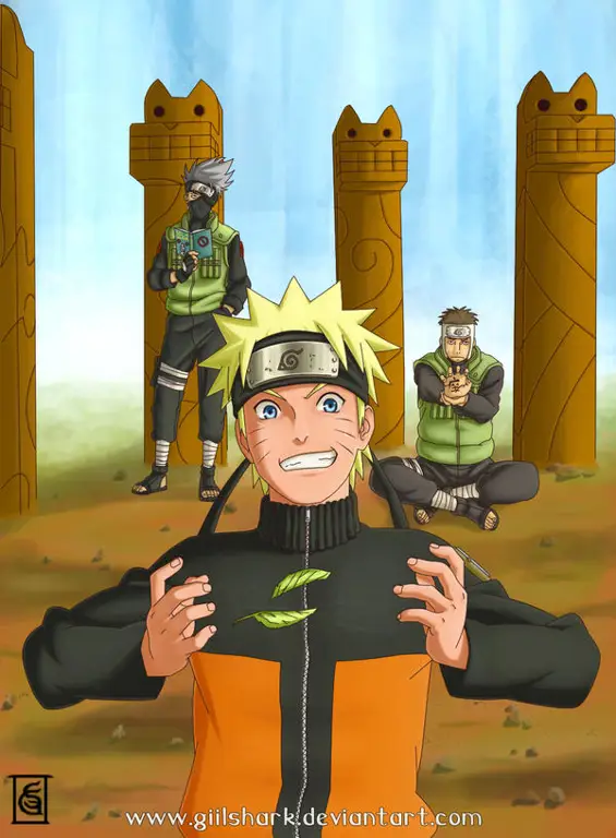 Gambar Naruto berlatih keras untuk meningkatkan kemampuannya