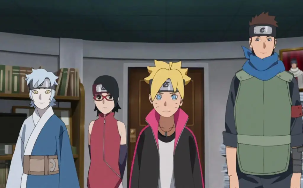 Gambar Boruto dan teman-temannya berlatih di Akademi Ninja