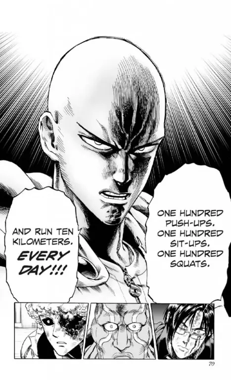 Saitama berlatih dengan serius