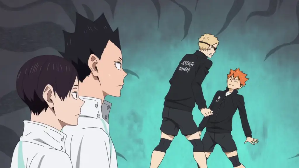 Gambar tim voli Karasuno sedang berlatih keras