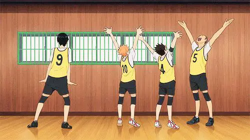 Gambar adegan latihan tim voli Haikyuu!!