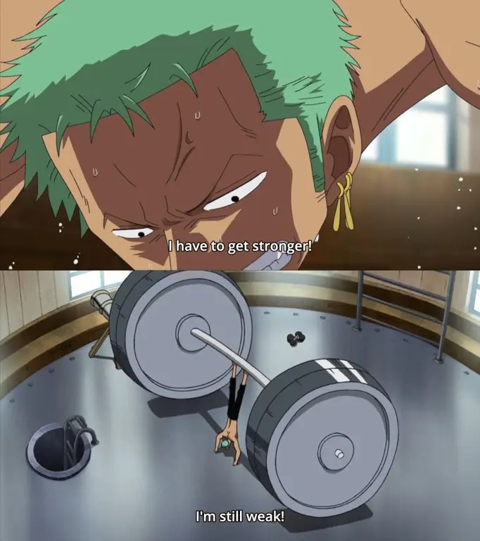 Gambar Zoro berlatih keras