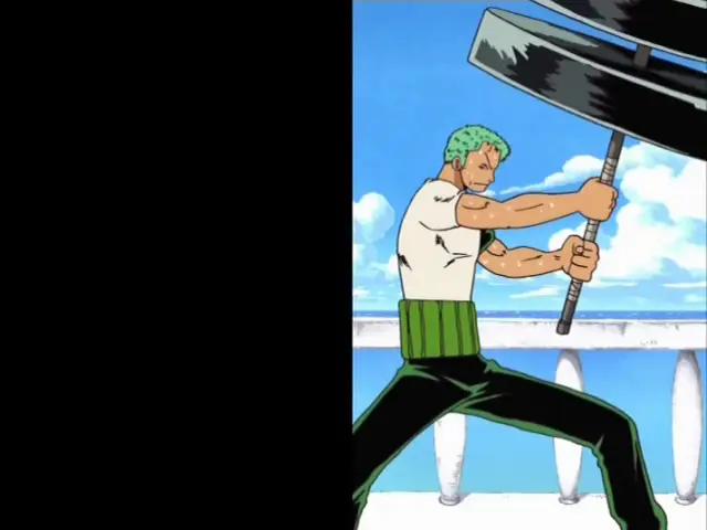 Gambar latihan keras Zoro yang mungkin menyebabkan cedera mata.