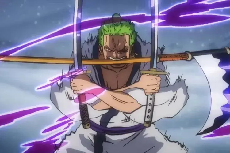 Gambar Zoro berlatih dengan keras