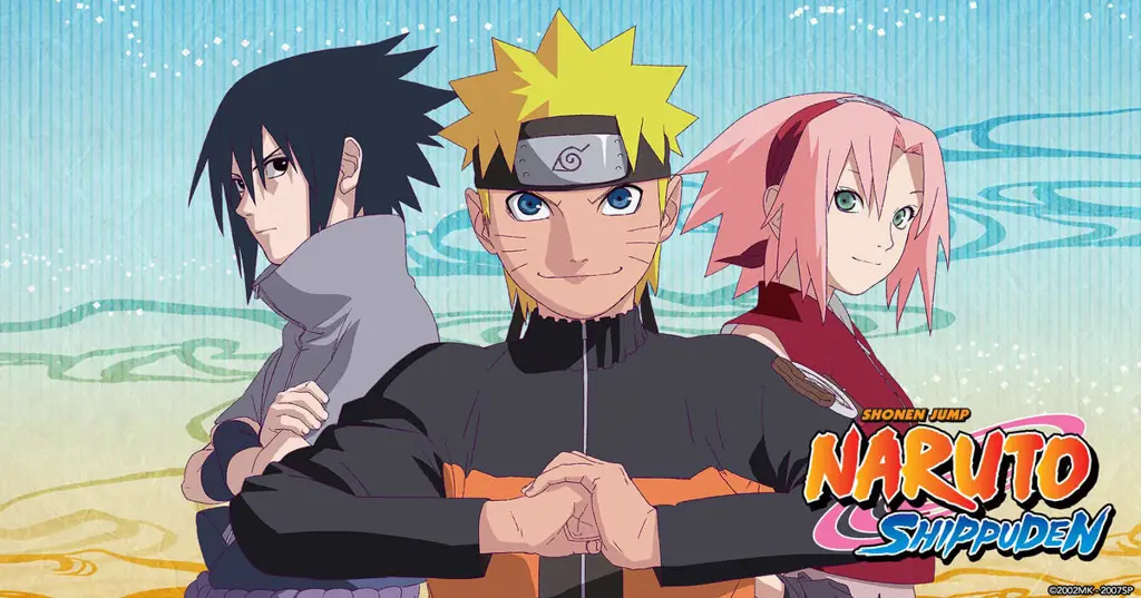 Logo berbagai layanan streaming Naruto Shippuden