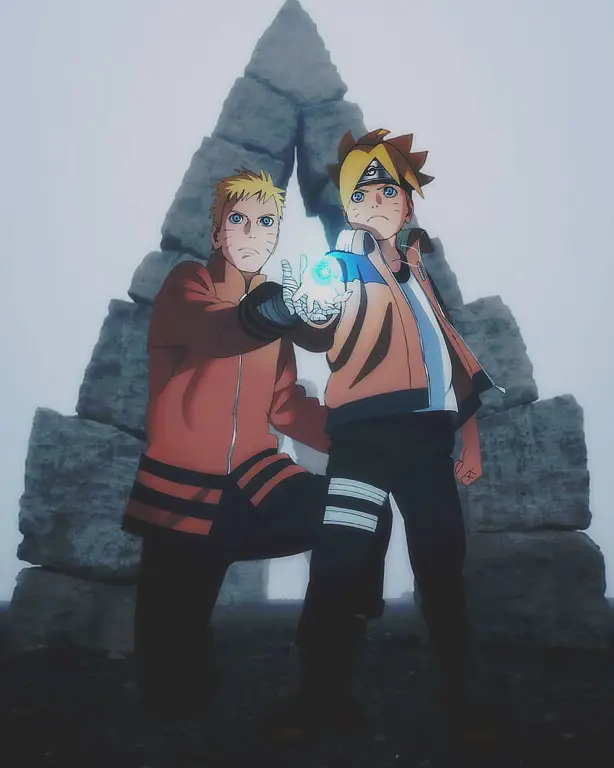 Gambar Naruto dan Boruto bersama