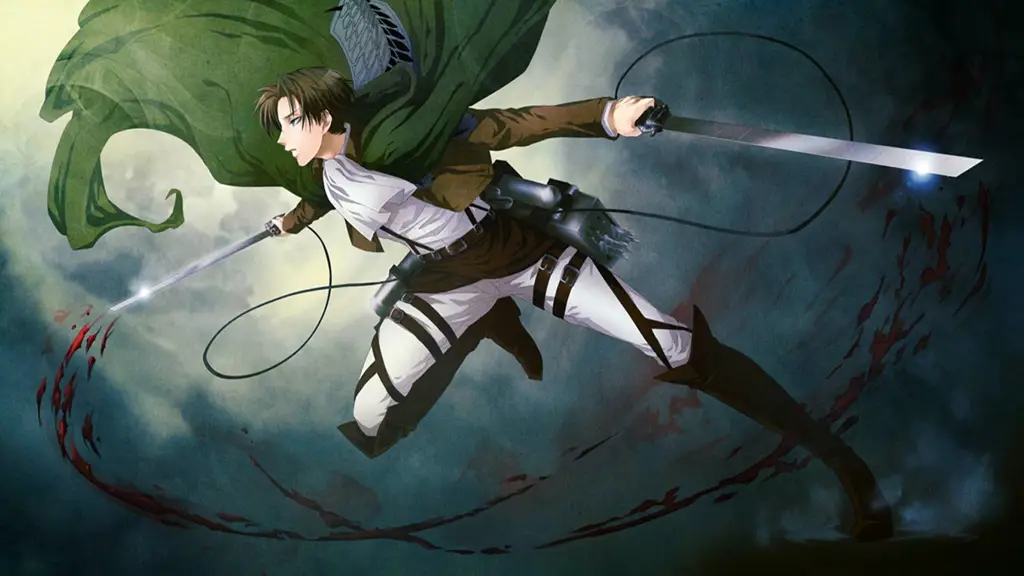 Gambar adegan aksi Levi Ackerman di Attack on Titan