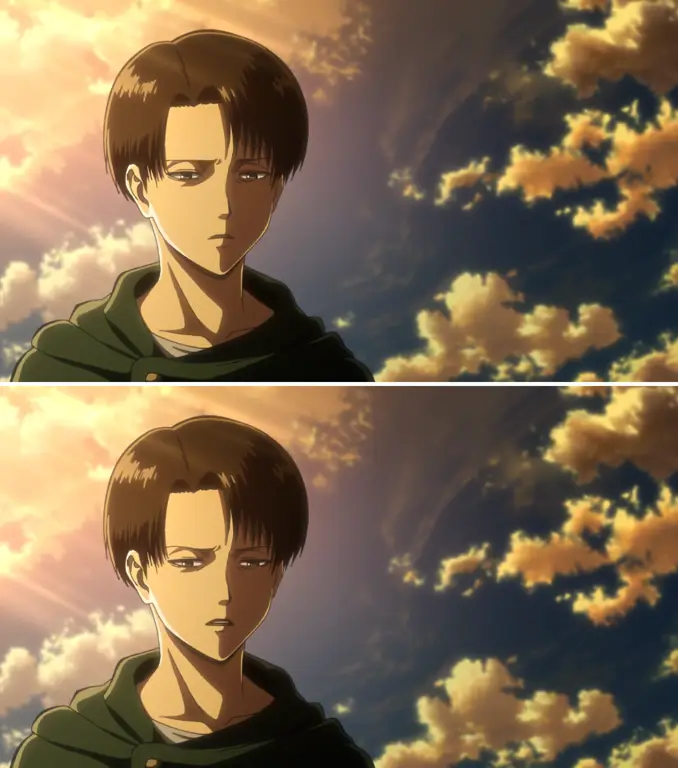 Gambar Levi Ackerman dalam Attack on Titan Season 3.