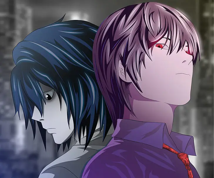 Gambar Light Yagami dan L, tokoh utama Death Note