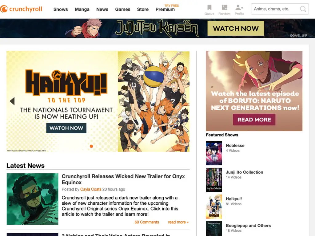 Berbagai platform streaming anime