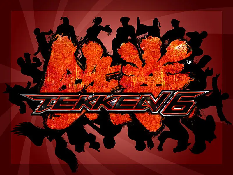 Logo Tekken dengan efek pencahayaan sinematik