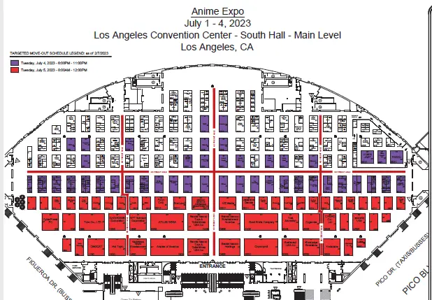 Peta Anime Expo dengan lokasi booth Azur Lane ditandai.