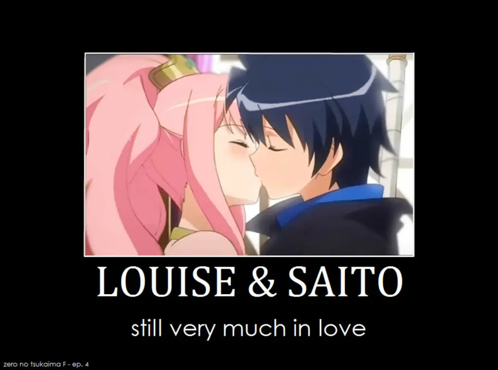 Gambar Louise dan Saito dari anime Zero no Tsukaima