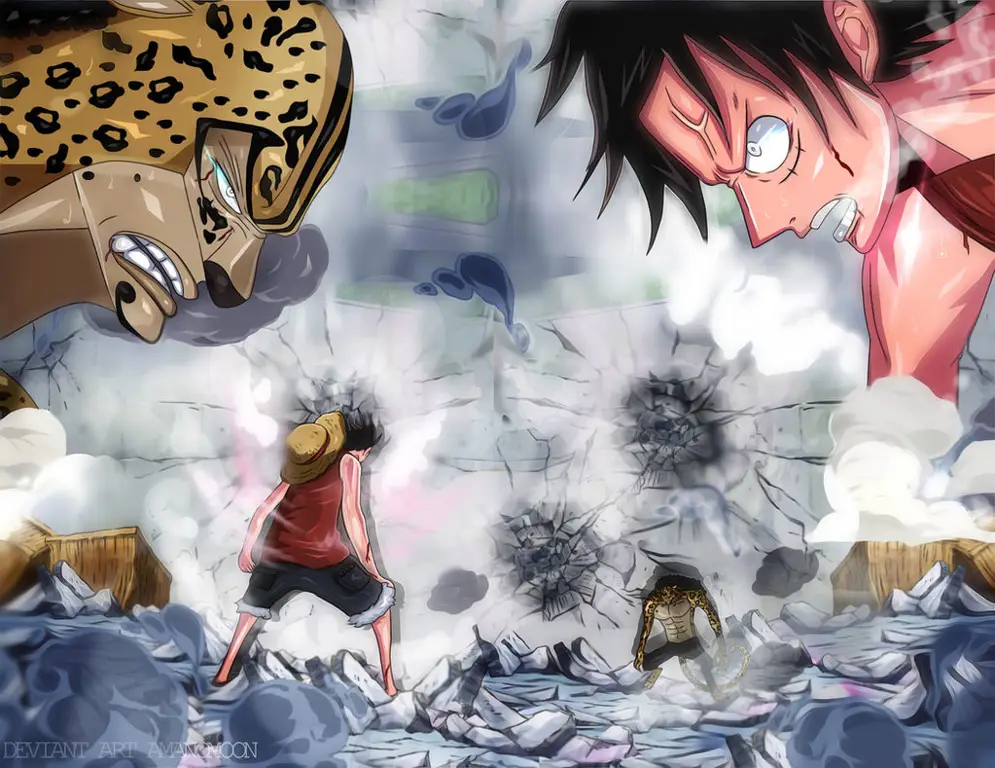 Luffy dalam pertarungan di Enies Lobby