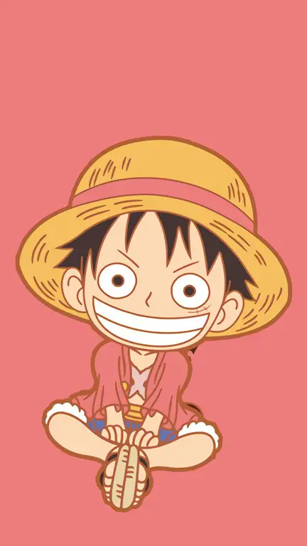 Gambar Luffy bergaya chibi yang lucu dan menggemaskan