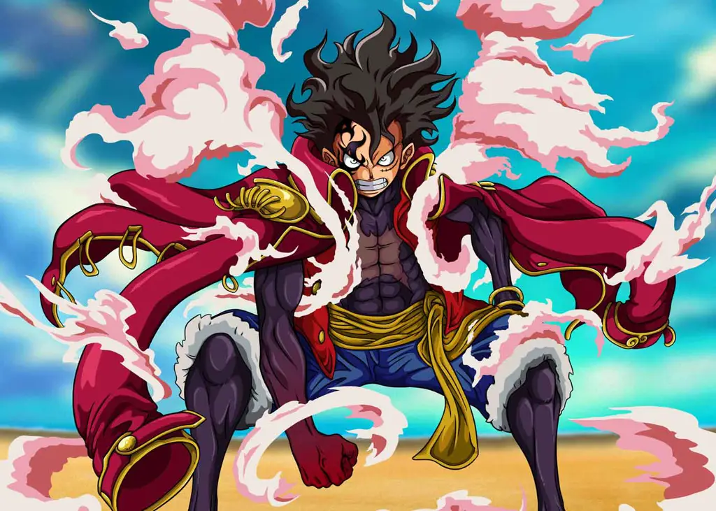 Luffy menggunakan Gear 5 melawan Kaido