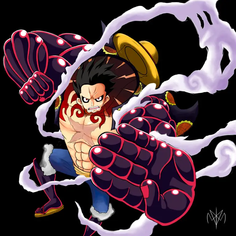 Luffy menggunakan Gear Fourth melawan Doflamingo