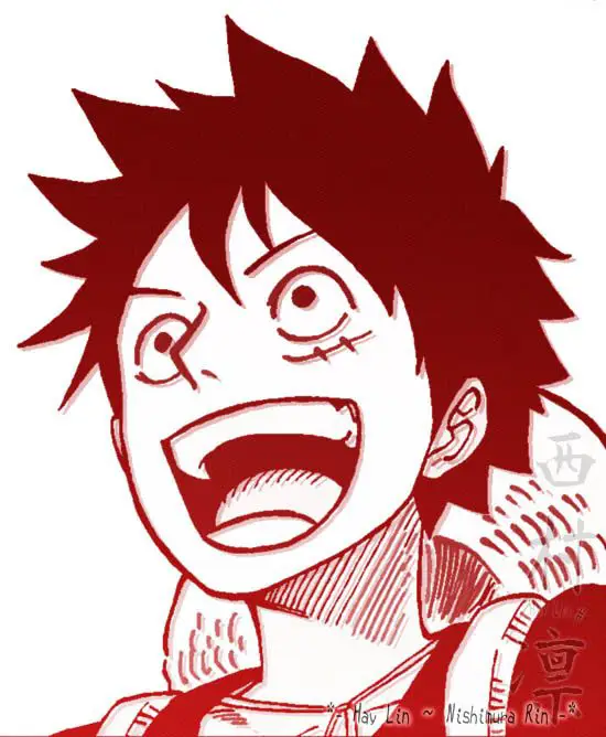 Luffy dan Anoboy Gambar Luffy dari One Piece di latar Anoboy