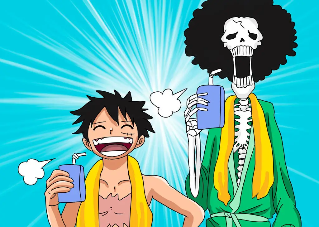 Luffy dan Brook bersama-sama dalam petualangan