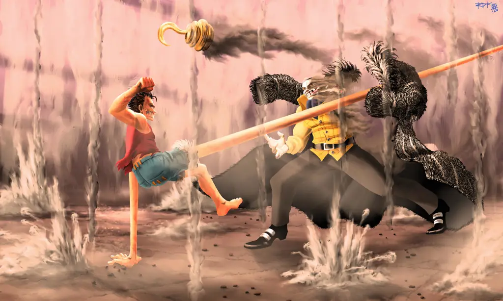 Luffy melawan Crocodile dalam pertarungan yang menegangkan di One Piece episode 264.