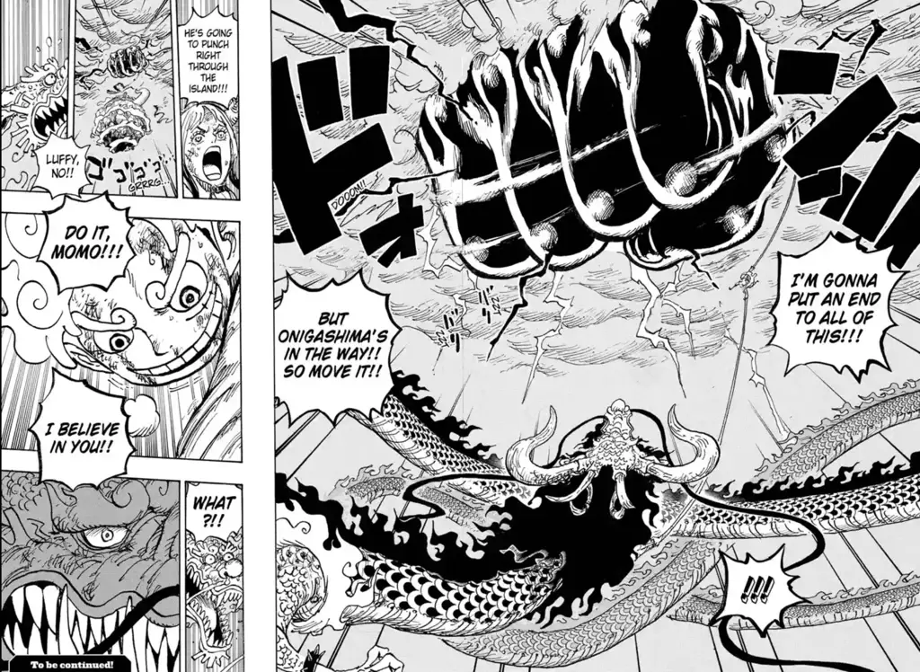 Luffy menggunakan Gear 5 dalam One Piece chapter 1047