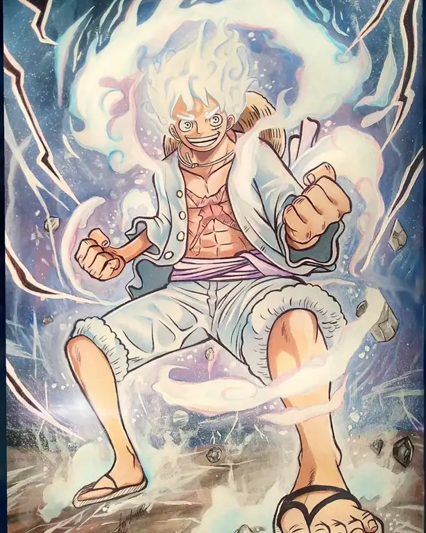 Luffy menggunakan Gear 5