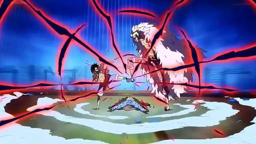 Luffy dengan Gear Fourth Luffy menggunakan Gear Fourth melawan Doflamingo