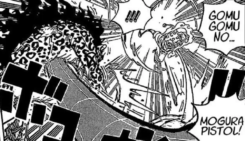 Luffy Gear 1 menggunakan teknik Gomu Gomu no Pistol