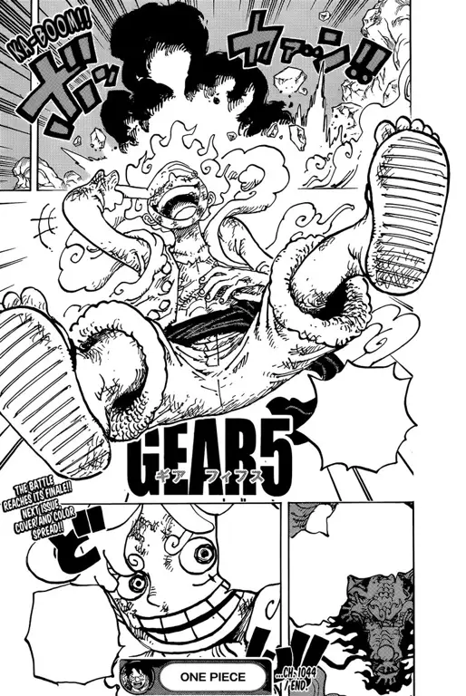 Luffy dalam Gear 5 dengan kekuatan yang luar biasa