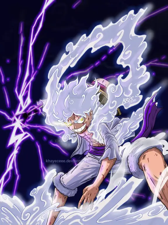 Gambar fanart Luffy Gear 5 yang keren