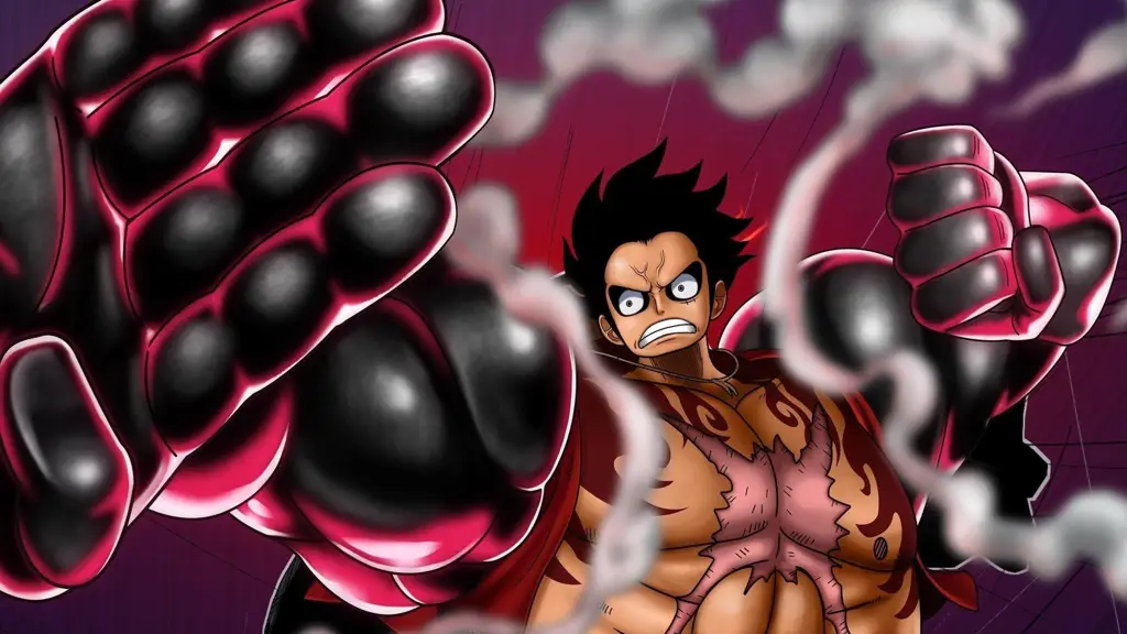 Gambar Luffy Gear 5 yang gagah dan penuh semangat