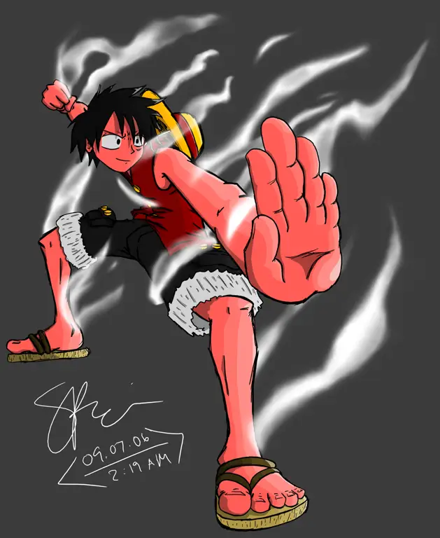 Gambar Luffy menggunakan Gear Second