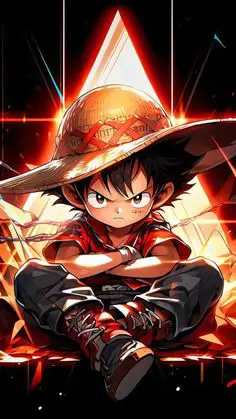 Luffy kecil dalam resolusi tinggi, menampilkan detail wajah dan ekspresi yang jelas.