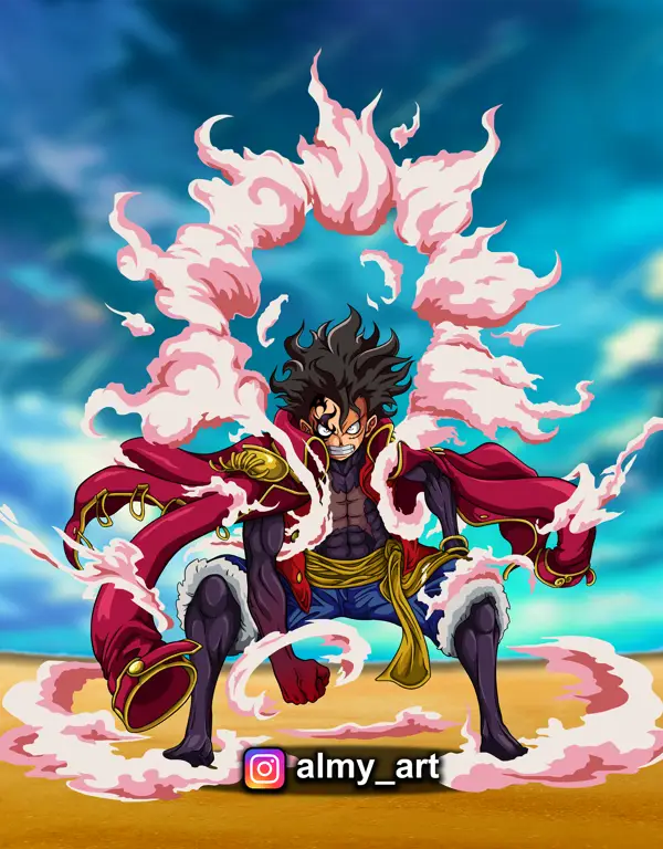 Gambar Luffy menggunakan Gear 5