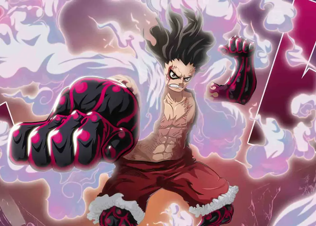 Luffy menggunakan Gear Fourth melawan Doflamingo