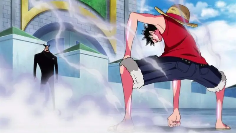 Luffy menggunakan Gear Second untuk melawan Crocodile